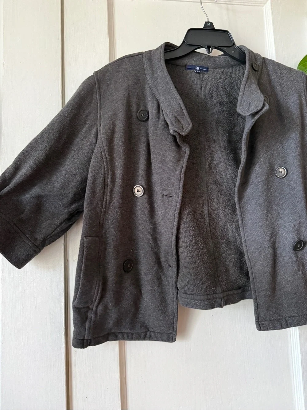 GAP Women's Dark Gray Short Double-Breasted Jacket